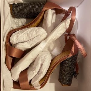 BHLDN Schutz Pink Glitter Heels